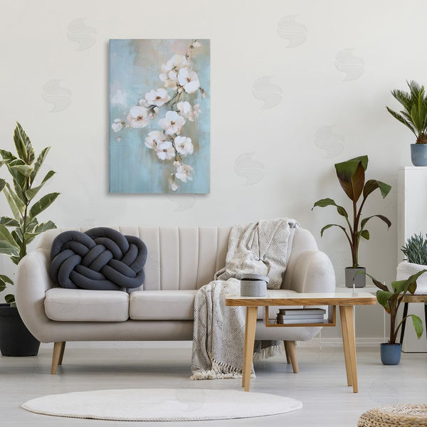 Stupell Industries Gina Kelly | Fading White Flowers On Blue Wall Art