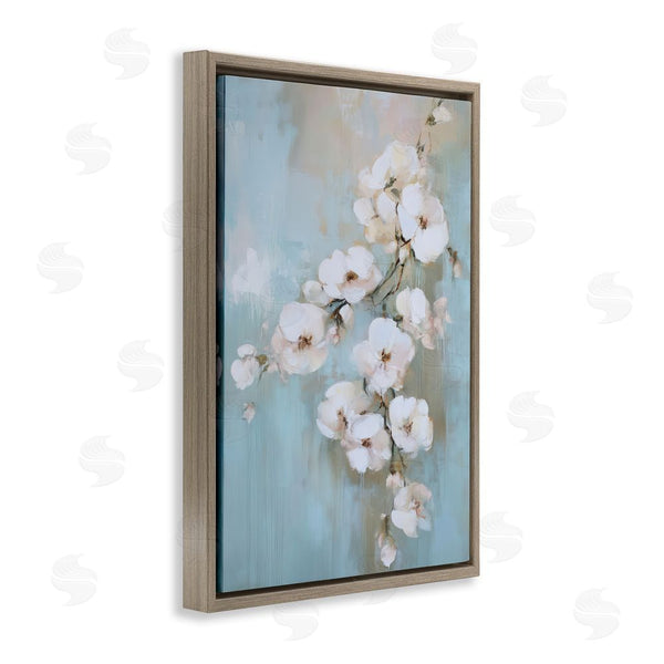 Stupell Industries Gina Kelly | Fading White Flowers On Blue Wall Art