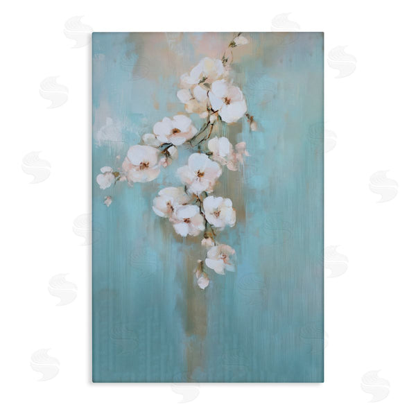 stupell industries Gina Kelly | Fading White Flowers on Blue Wall Art