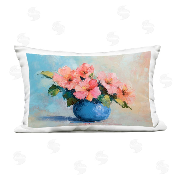 Stupell Industries Gina Kelly | Hibiscus Flowers In Blue Vase Printed Throw Pillow