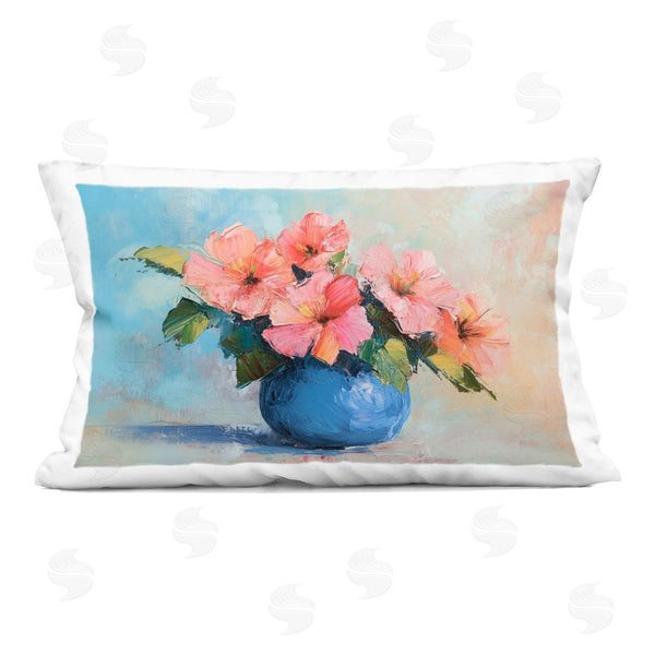 stupell industries Gina Kelly | Hibiscus Flowers in Blue Vase Printed Throw Pillow