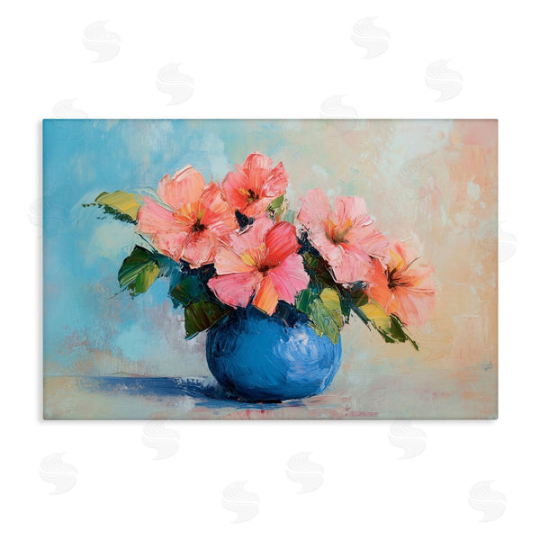 stupell industries Gina Kelly | Hibiscus Flowers in Blue Vase Wall Art