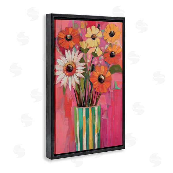 Stupell Industries Gina Kelly | Mixed Flowers Green Striped Vase Wall Art