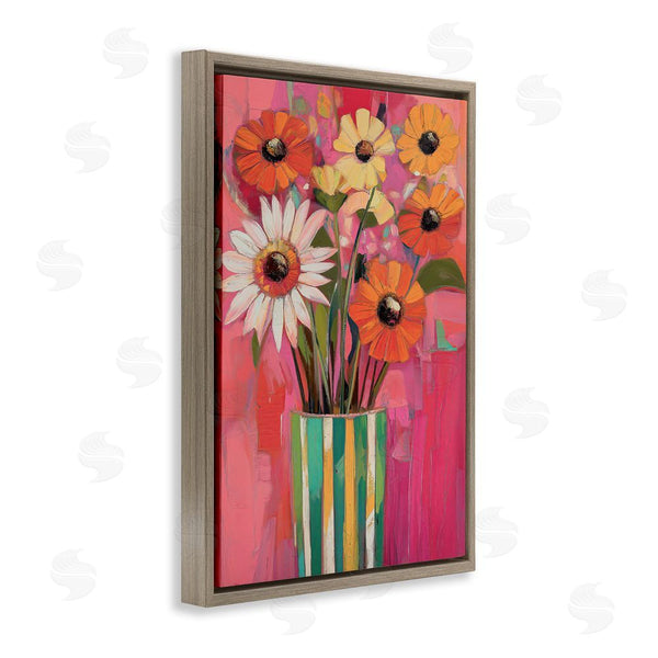 Stupell Industries Gina Kelly | Mixed Flowers Green Striped Vase Wall Art