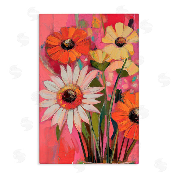 stupell industries Gina Kelly | Mixed Flowers Green Striped Vase Wall Art