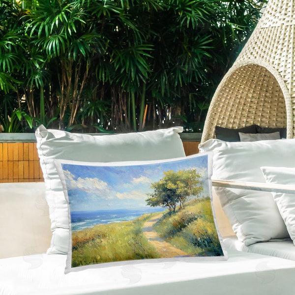Stupell Industries Gina Kelly | Ocean Coast Walk Landscape Printed Throw Pillow