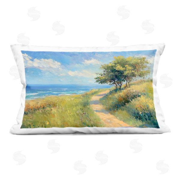 stupell industries Gina Kelly | Ocean Coast Walk Landscape Printed Throw Pillow