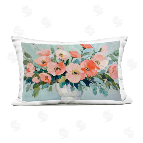 Stupell Industries Gina Kelly | Pink Flower Arrangement Over Green Printed Throw Pillow