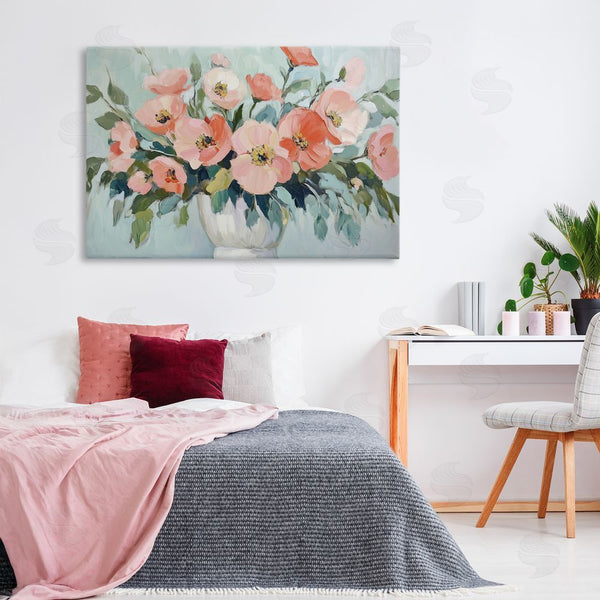 Stupell Industries Gina Kelly | Pink Flower Arrangement Over Green Wall Art