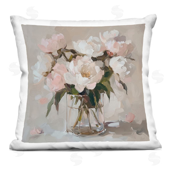 stupell industries Gina Kelly | Pink Peonies in Clear Vase Printed Throw Pillow