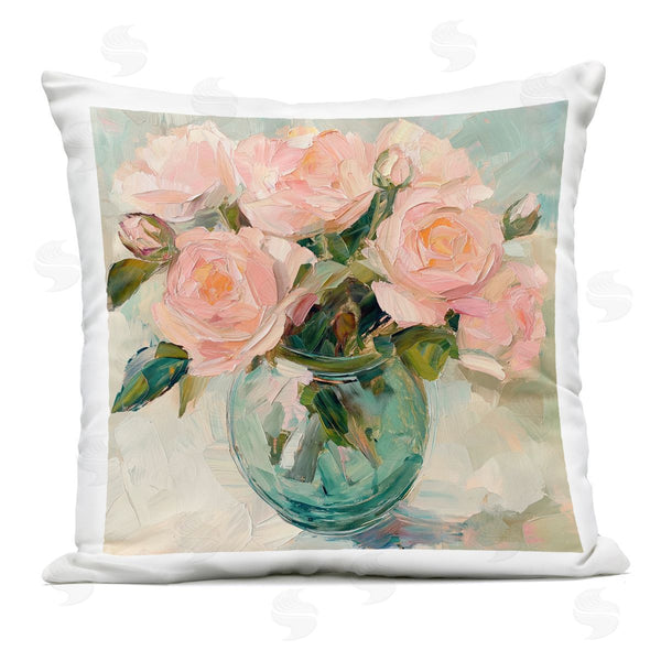 Stupell Industries Gina Kelly | Pink Roses In Green Vase Printed Throw Pillow