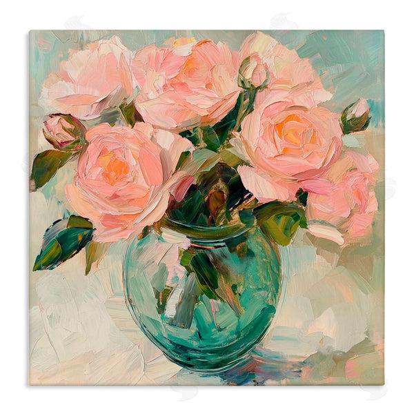 stupell industries Gina Kelly | Pink Roses in Green Vase Wall Art