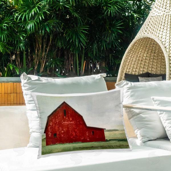 Stupell Industries Gina Matarazzo | Red Weathered & Wise Barn Throw Pillow