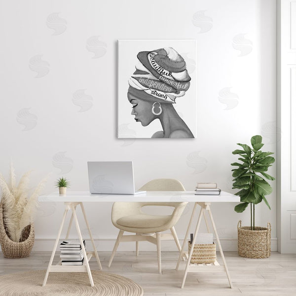 Stupell Industries Gina Ritter | Beautiful Powerful Independent Phrases Woman With Headwrap Wall Art