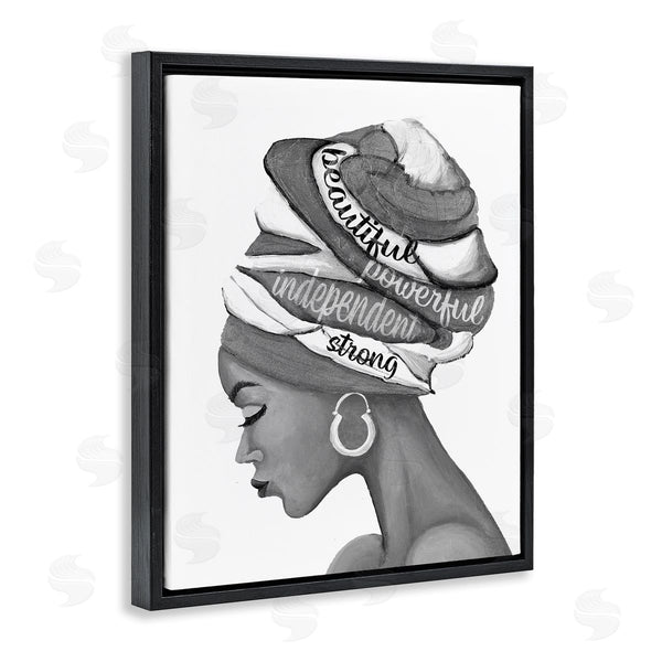 Stupell Industries Gina Ritter | Beautiful Powerful Independent Phrases Woman With Headwrap Wall Art