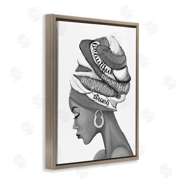 Stupell Industries Gina Ritter | Beautiful Powerful Independent Phrases Woman With Headwrap Wall Art