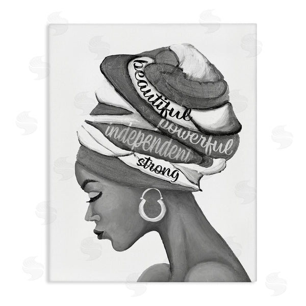 stupell industries Gina Ritter | Beautiful Powerful Independent Phrases Woman with Headwrap Wall Art