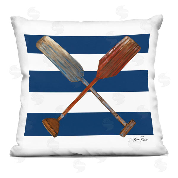 stupell industries Gina Ritter | Nautical Oars Blue Stripes Printed Throw Pillow