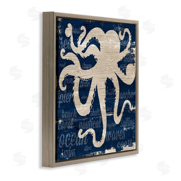 Stupell Industries Gina Ritter | Nautical Rustic Octopus Aquatic Animal Beach Fun Phrases Wall Art