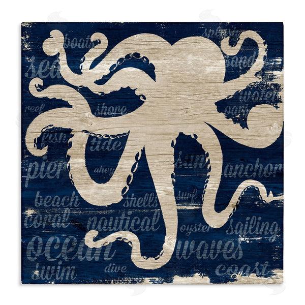 stupell industries Gina Ritter | Nautical Rustic Octopus Aquatic Animal Beach Fun Phrases Wall Art