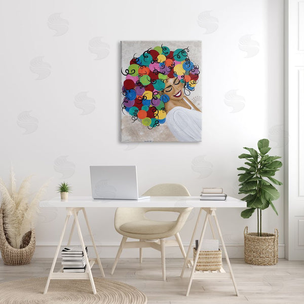 Stupell Industries Gina Ritter | Smiling Woman With Rainbow Abstract Curly Hair Wall Art