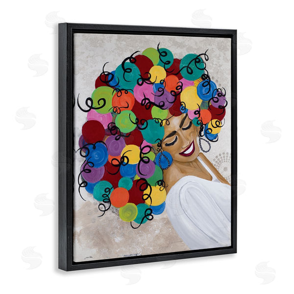 Stupell Industries Gina Ritter | Smiling Woman With Rainbow Abstract Curly Hair Wall Art