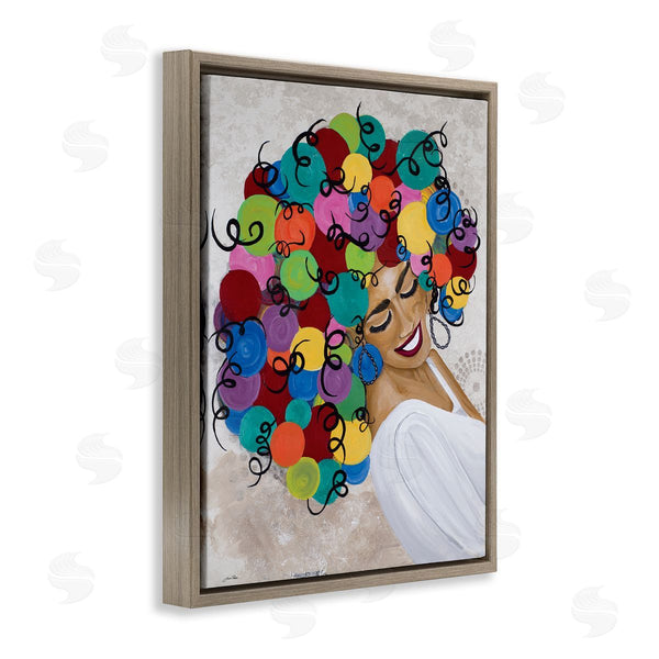Stupell Industries Gina Ritter | Smiling Woman With Rainbow Abstract Curly Hair Wall Art