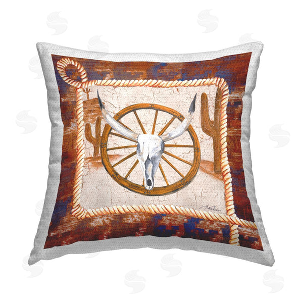 Stupell Industries Gina Ritter | Western Desert Wheel Printed Throw Pillow
