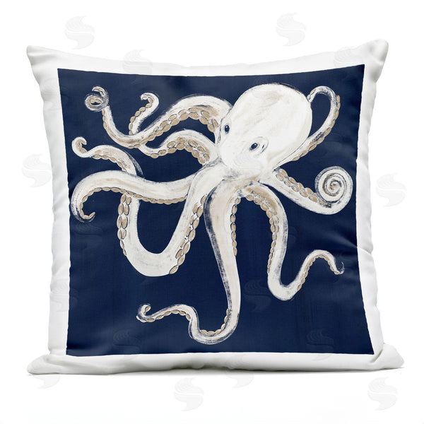 Stupell Industries Gina Ritter | Whimsical Nautical Octopus Illustration Ocean Blue Printed Throw Pillow