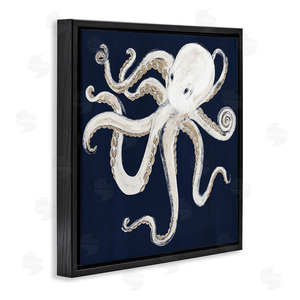 Stupell Industries Gina Ritter | Whimsical Nautical Octopus Illustration Over Navy Blue Wall Art