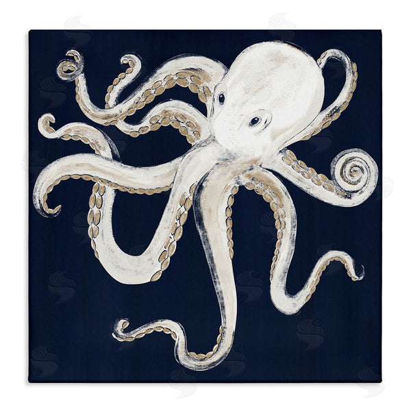 stupell industries Gina Ritter | Whimsical Nautical Octopus Illustration over Navy Blue Wall Art
