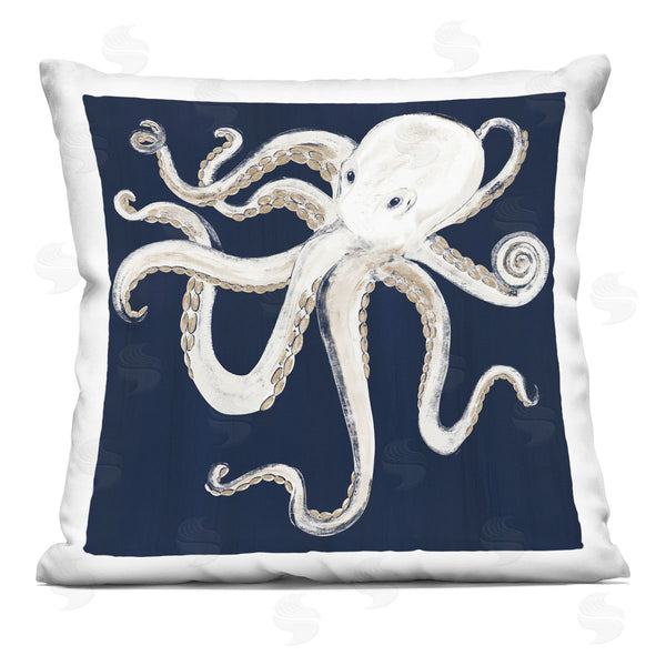 stupell industries Gina Ritter | Whimsical Nautical Octopus Illustration Ocean Blue Printed Throw Pillow
