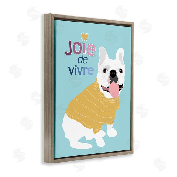 Stupell Industries Ginger Oliphant | Joie De Vivre French Phrase White Bulldog Pet
