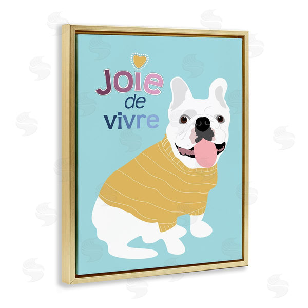 Stupell Industries Ginger Oliphant | Joie De Vivre French Phrase White Bulldog Pet