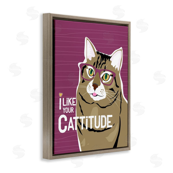 Stupell Industries Ginger Oliphant | Like Your Cattitude Phrase Cat With Glasses Pet