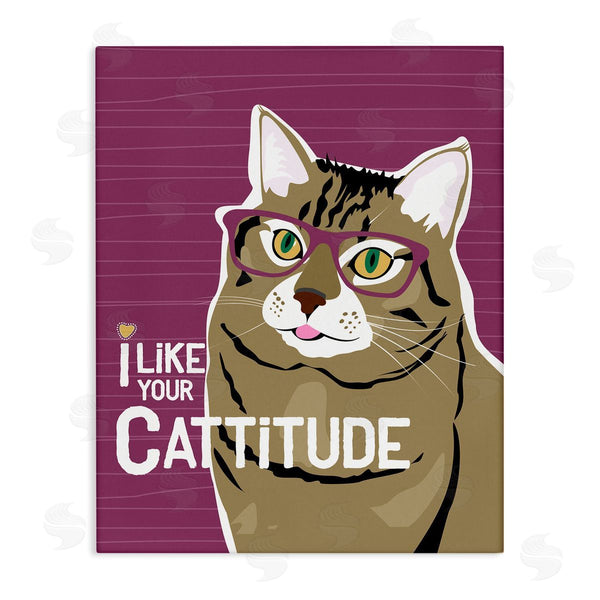 stupell industries Ginger Oliphant | Like Your Cattitude Phrase Cat With Glasses Pet