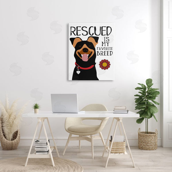 Stupell Industries Ginger Oliphant | Rescued Is My Favorite Breed Doberman Pet Dog Wall Art
