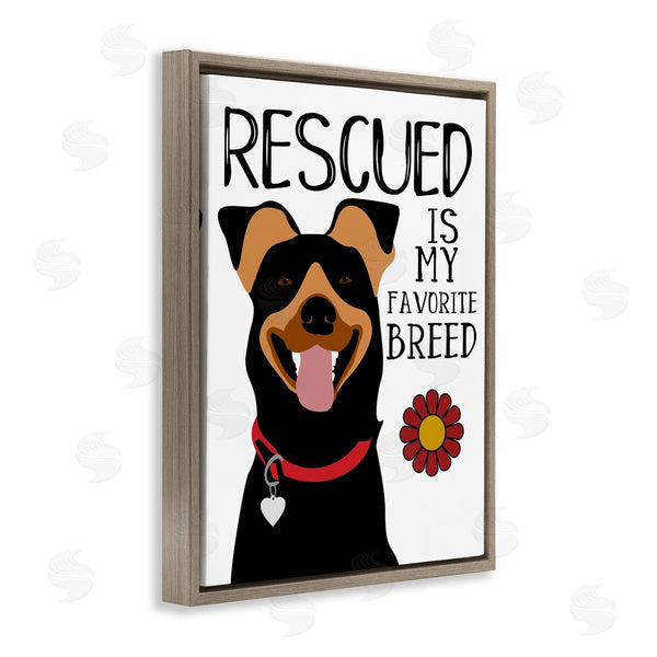 Stupell Industries Ginger Oliphant | Rescued Is My Favorite Breed Doberman Pet Dog Wall Art