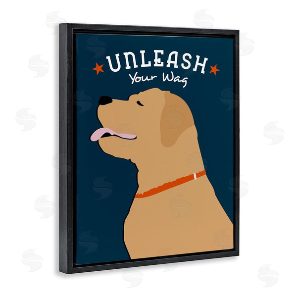 Stupell Industries Ginger Oliphant | Unleash Your Wag Phrase Golden Labrador Dog Wall Art