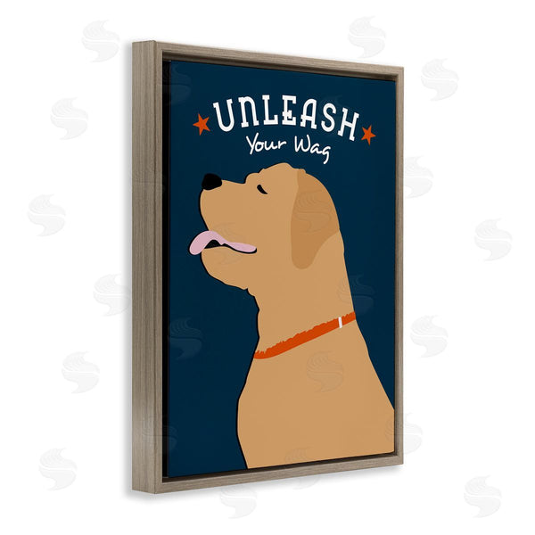 Stupell Industries Ginger Oliphant | Unleash Your Wag Phrase Golden Labrador Dog Wall Art