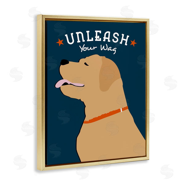 Stupell Industries Ginger Oliphant | Unleash Your Wag Phrase Golden Labrador Dog Wall Art