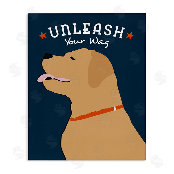 stupell industries Ginger Oliphant | Unleash Your Wag Phrase Golden Labrador Dog Wall Art