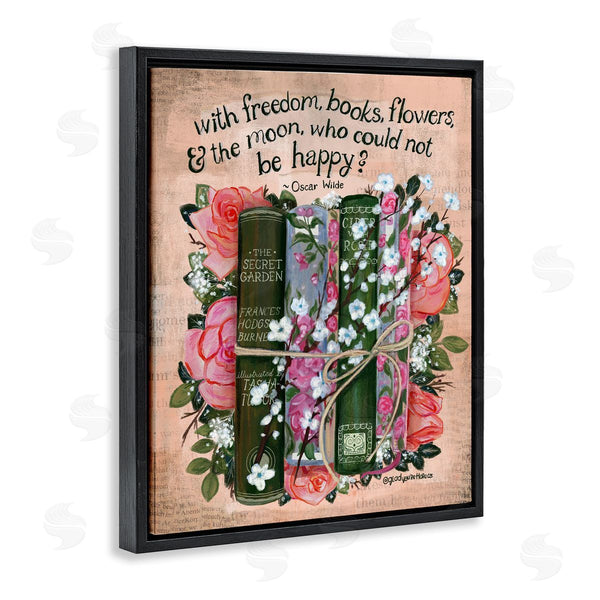 Stupell Industries Glad You're Here Co. | Bookish Quote With Florals