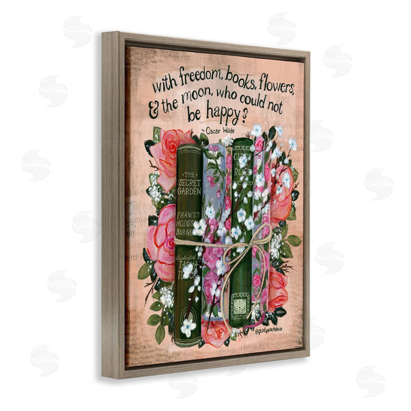 Stupell Industries Glad You're Here Co. | Bookish Quote With Florals