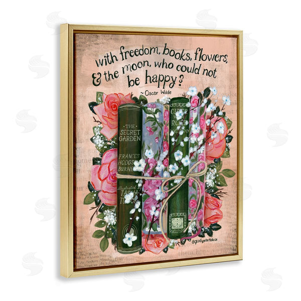 Stupell Industries Glad You're Here Co. | Bookish Quote With Florals