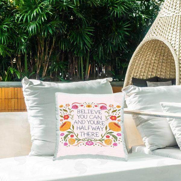 Stupell Industries Glad You're Here Co. | Floral Believe You Can Printed Throw Pillow