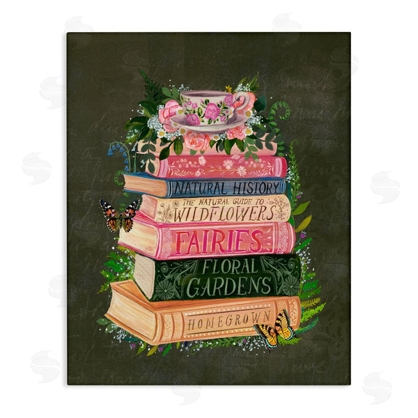stupell industries Glad You're Here Co. | Floral Fairy Book Stack