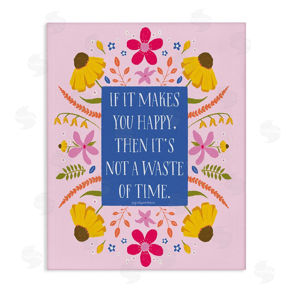 stupell industries Glad You're Here Co. | Floral Makes You Happy Wall Art