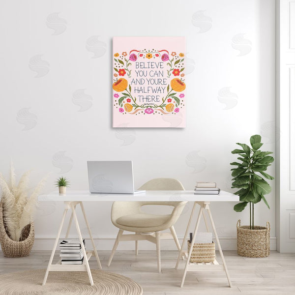 Stupell Industries Glad You're Here Co. | Inspiring Believe With Florals Wall Art