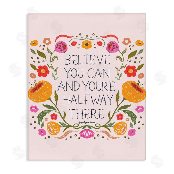 stupell industries Glad You're Here Co. | Inspiring Believe with Florals Wall Art